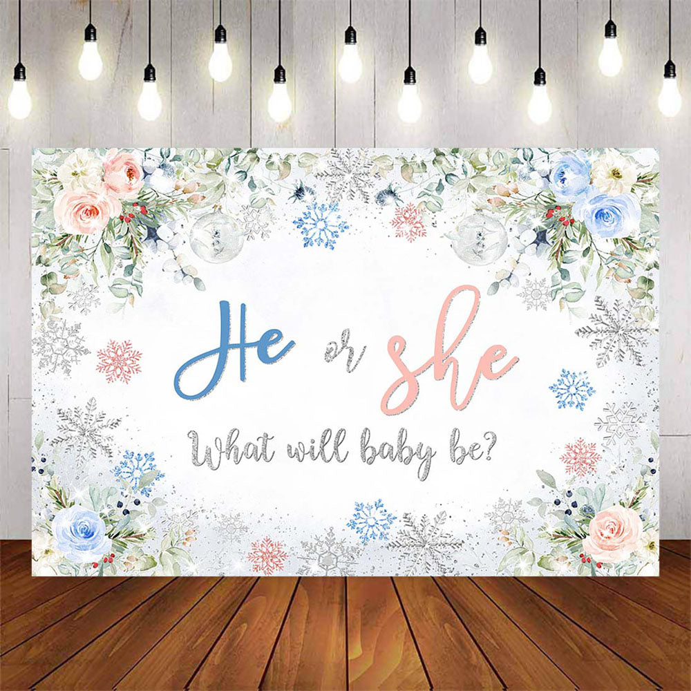 Mocsicka Colorful Flower He or She What Will Baby Be Gender Reveal Party Backdrop-Mocsicka Party