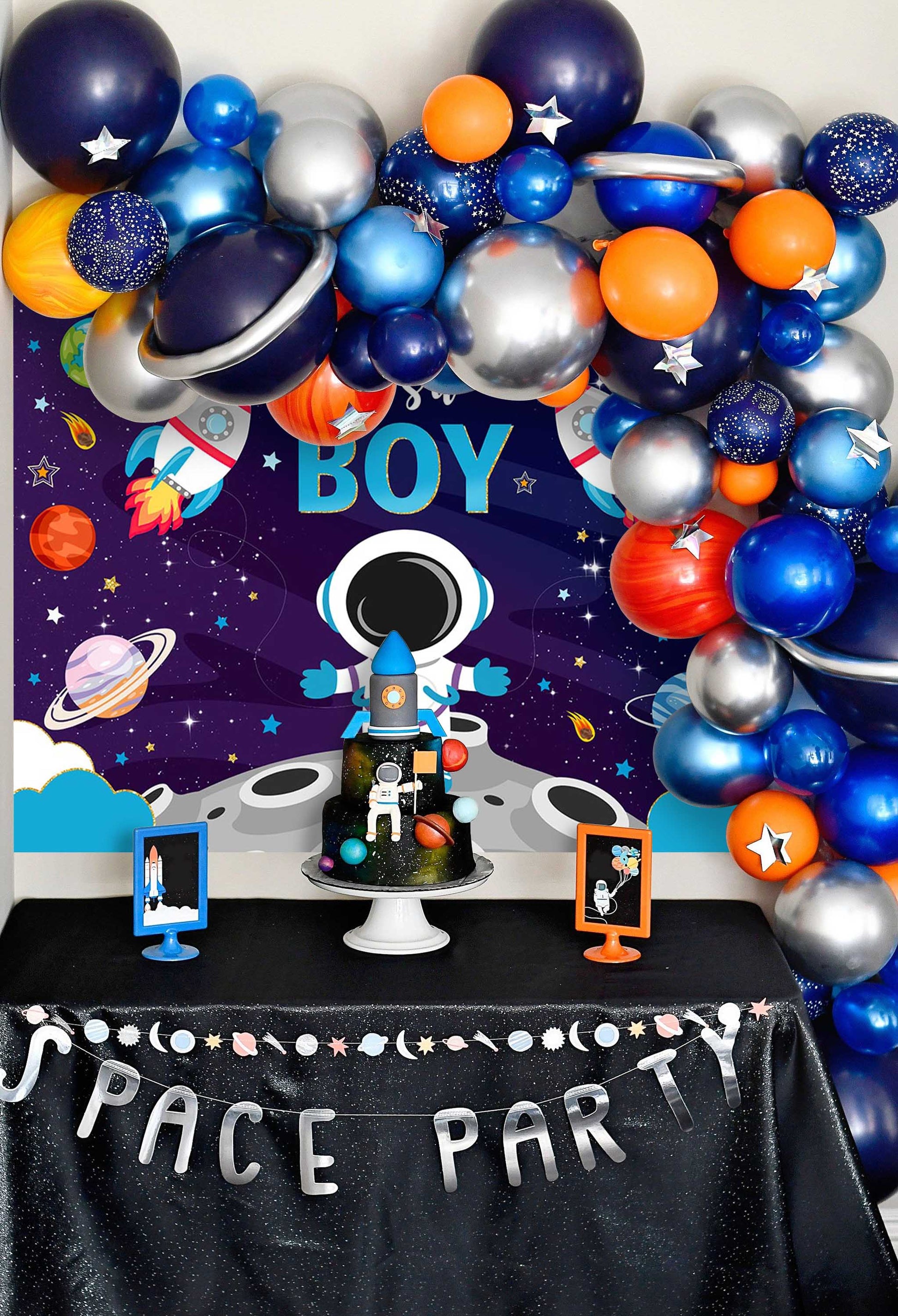 Mocsicka Astronaut It¡¯s a Boy Baby shower Party Backdrops-Mocsicka Party