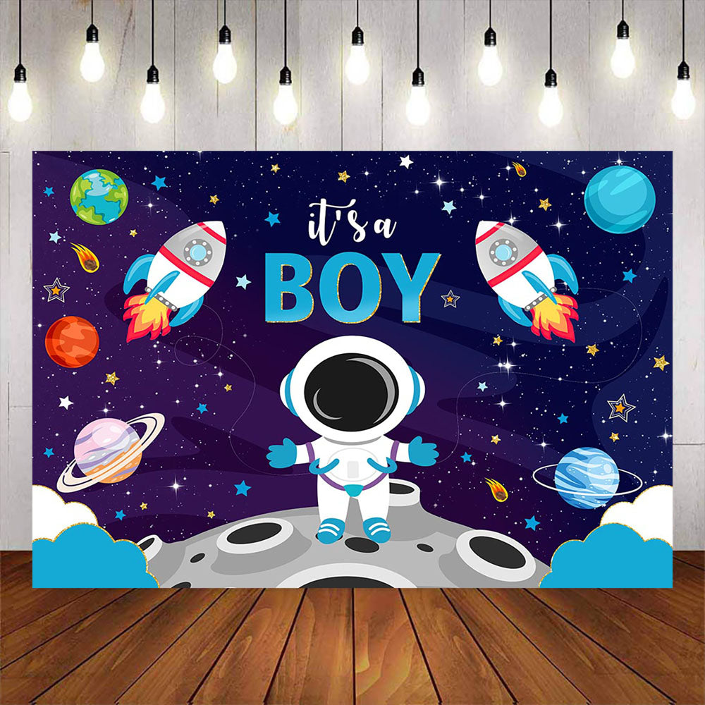 Mocsicka Astronaut It¡¯s a Boy Baby shower Party Backdrops