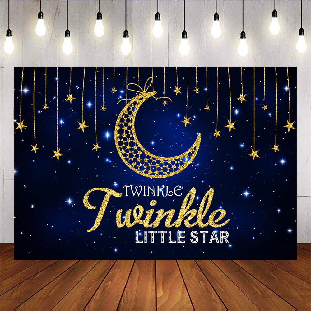Mocsicka Starry Moon Backdrop Twinkle Little Stars Baby Shower Party Decor-Mocsicka Party