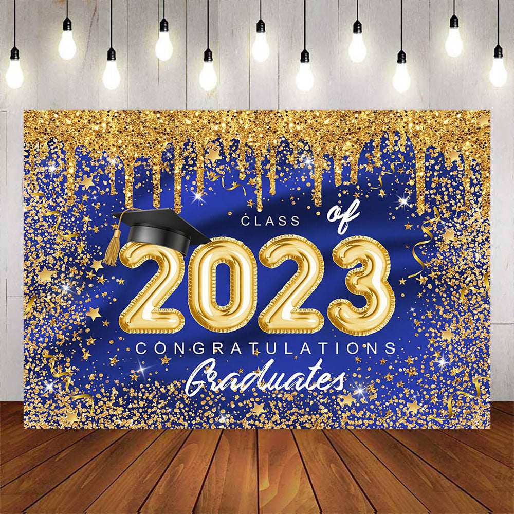 Mocsicka Blue and Gold Congratulations Graduates Class of 2023 Backdrops-Mocsicka Party
