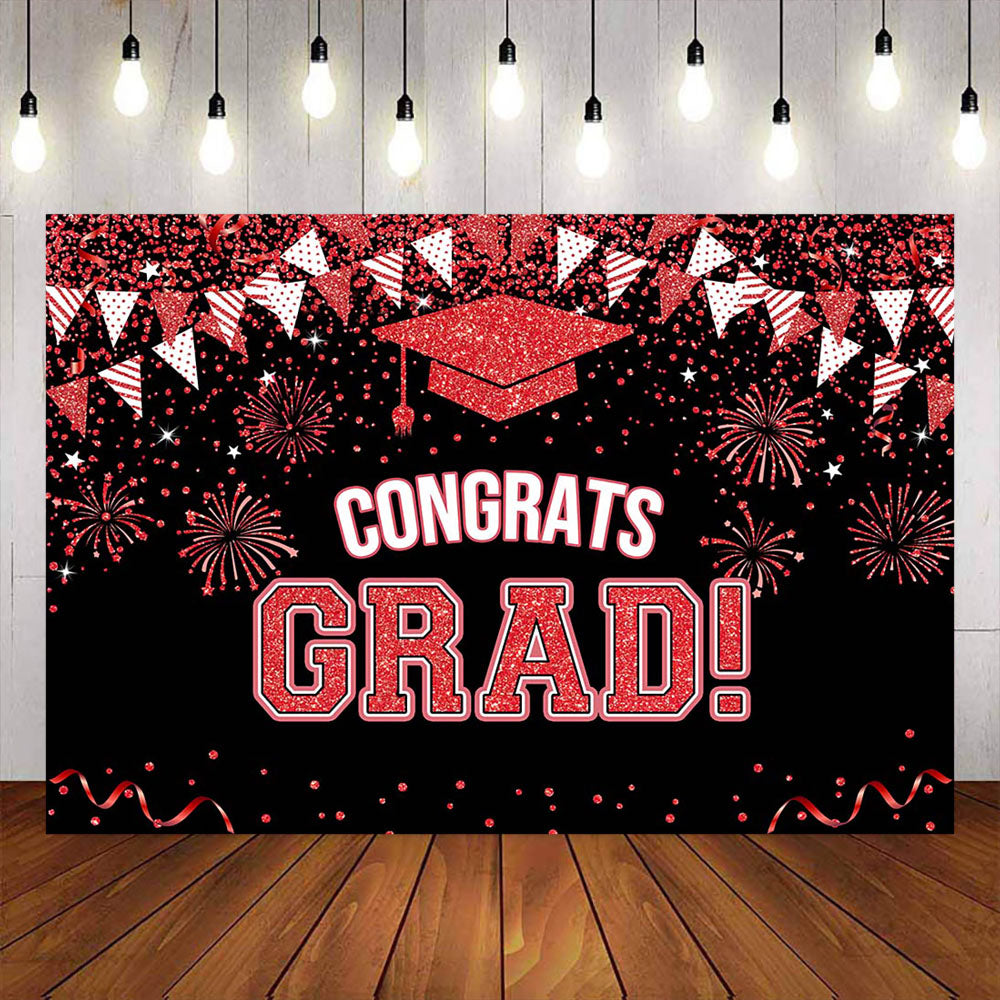 Mocsicka Red Congratulations Graduates Backdrops-Mocsicka Party