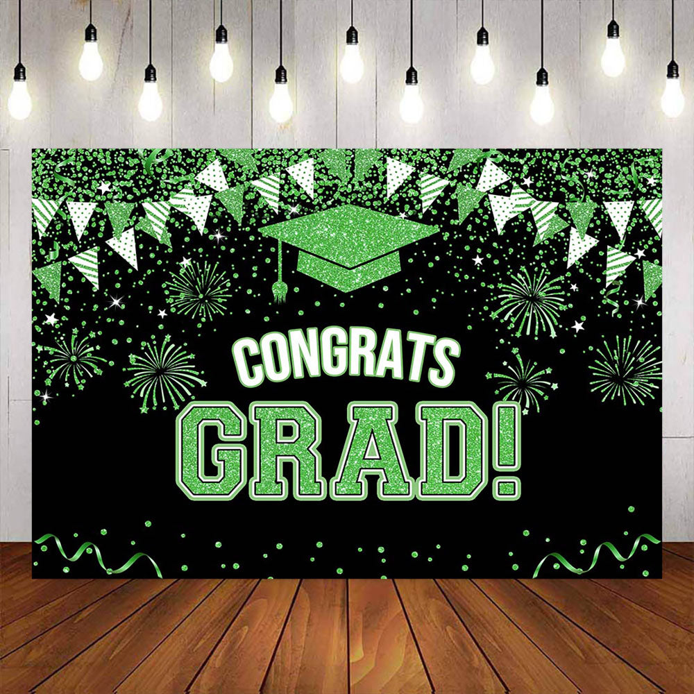 Mocsicka Green Congratulations Graduates Backdrops-Mocsicka Party