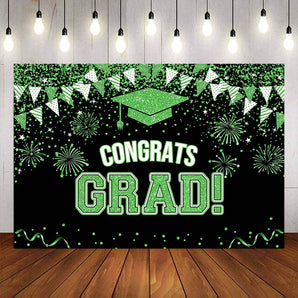 Mocsicka Green Congratulations Graduates Backdrops-Mocsicka Party
