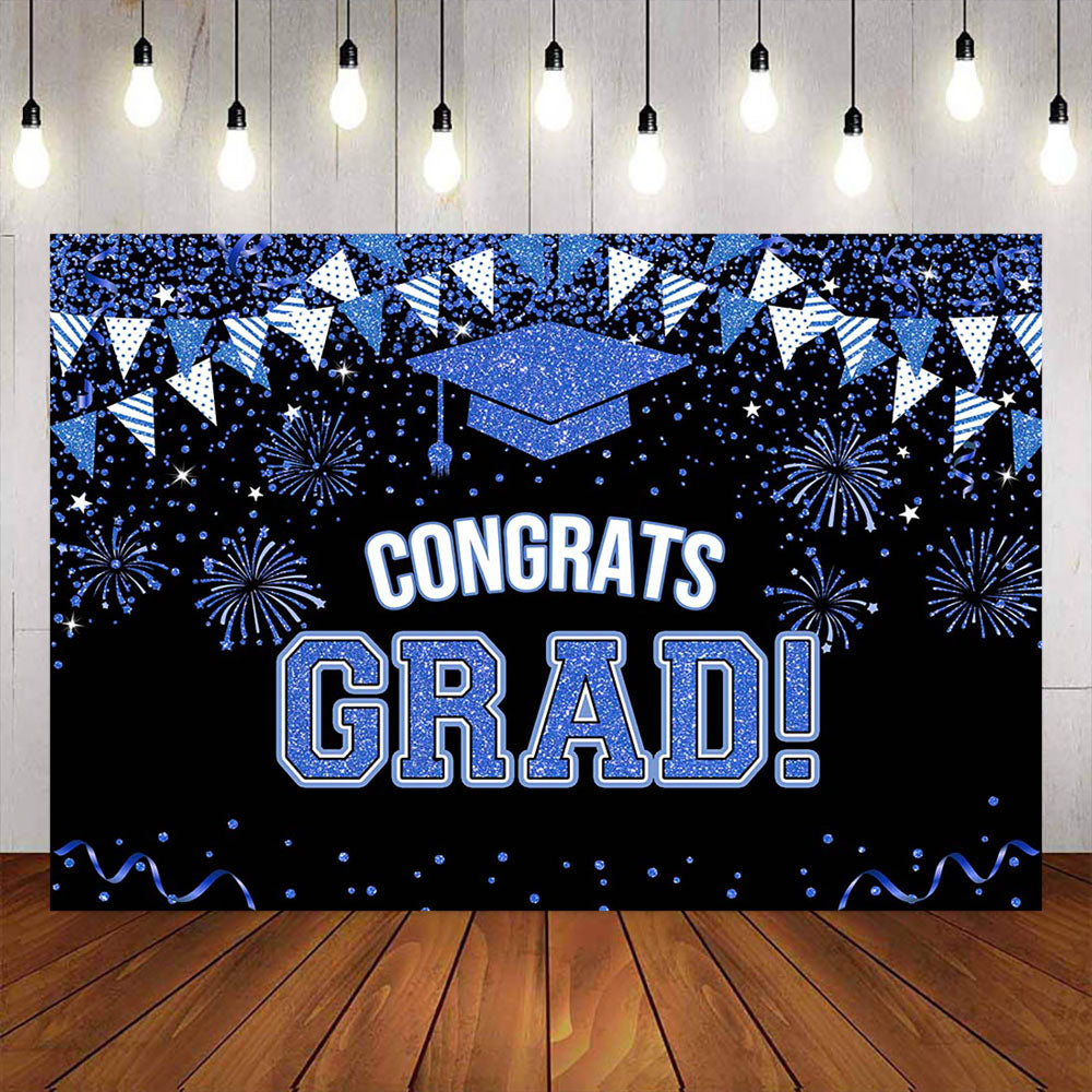 Mocsicka Blue Congratulations Graduates Backdrops-Mocsicka Party
