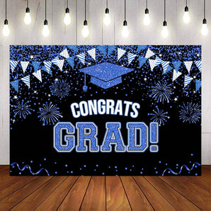 Mocsicka Blue Congratulations Graduates Backdrops-Mocsicka Party