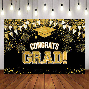 Mocsicka Gold Congratulations Graduates Backdrops-Mocsicka Party
