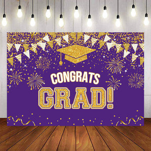 Mocsicka Purple and Gold Congratulations Graduates Backdrops-Mocsicka Party
