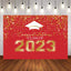 Mocsicka Red and Gold Congratulations Graduates Class of 2023 Backdrops-Mocsicka Party