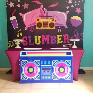 Mocsicka Slumber Party Backdrop Radio and pillow Theme Party Decoration-Mocsicka Party