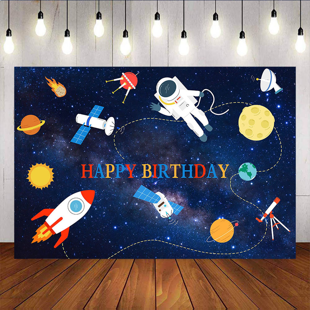 Mocsicka Adventure Space Astronaut Happy Birthday Party Decor Starry Sky Background-Mocsicka Party