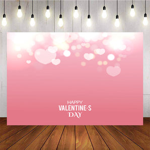 Mocsicka Happy Valentine's Day Pink Background Glitter Hearts Photo Backdrop-Mocsicka Party