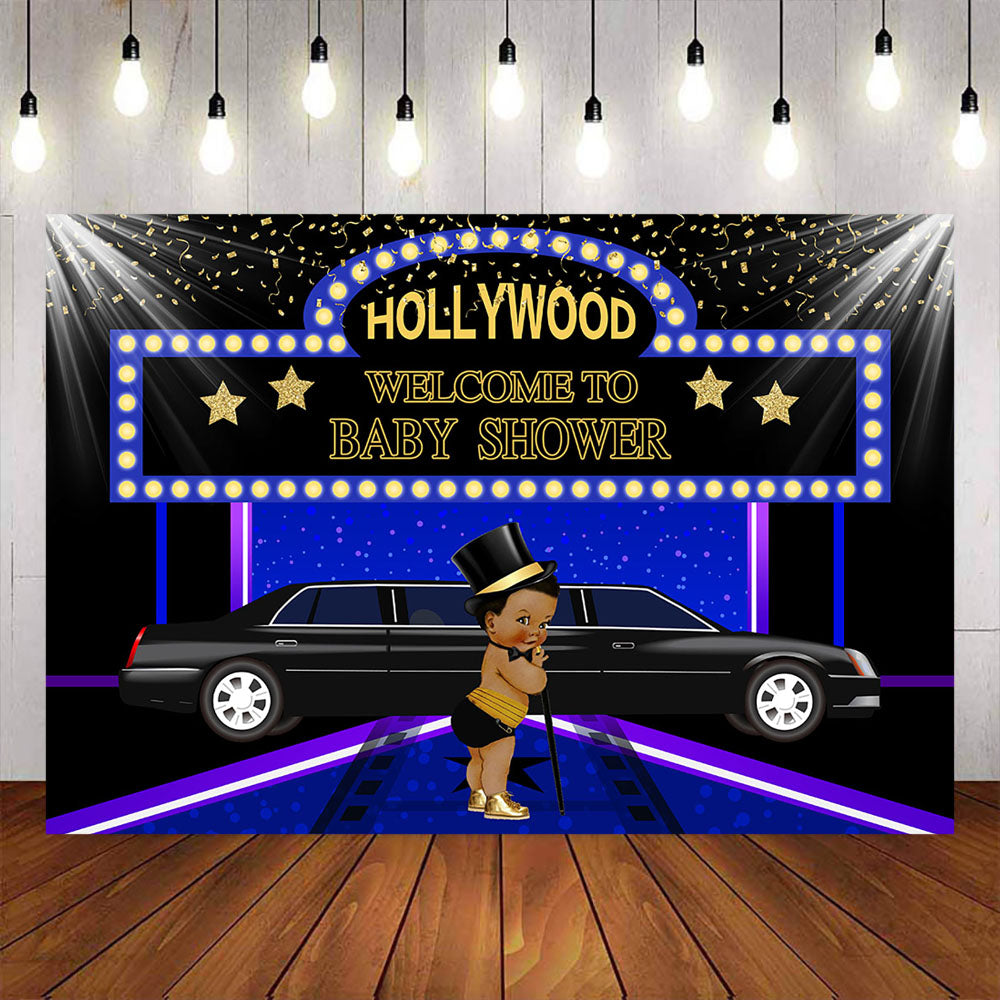 Mocsicka Hollywood Theme Backdrop Welcome to Gentleman Baby Shower Decor Prop-Mocsicka Party