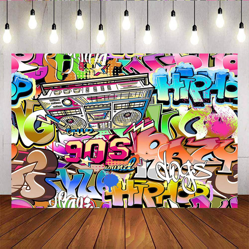 Mocsicka 90s Theme Graffiti Backdrops Retro radio Photo Background-Mocsicka Party