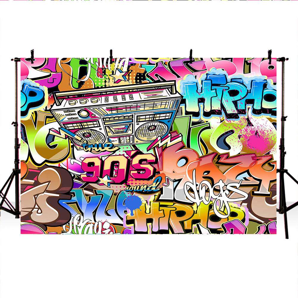 Mocsicka 90s Theme Graffiti Backdrops Retro radio Photo Background