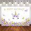Mocsicka Unicorn Theme Birthday Party Supplies Purple Flowers and Butterflies Backdrop-Mocsicka Party