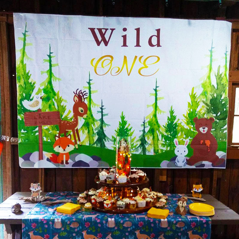 Mocsicka Wild One Birthday Party Props Forest and Wild Animals Backdrops-Mocsicka Party
