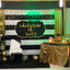 Mocsicka Black and White Stripes Birthday Party Backdrop Gold Dots Background-Mocsicka Party