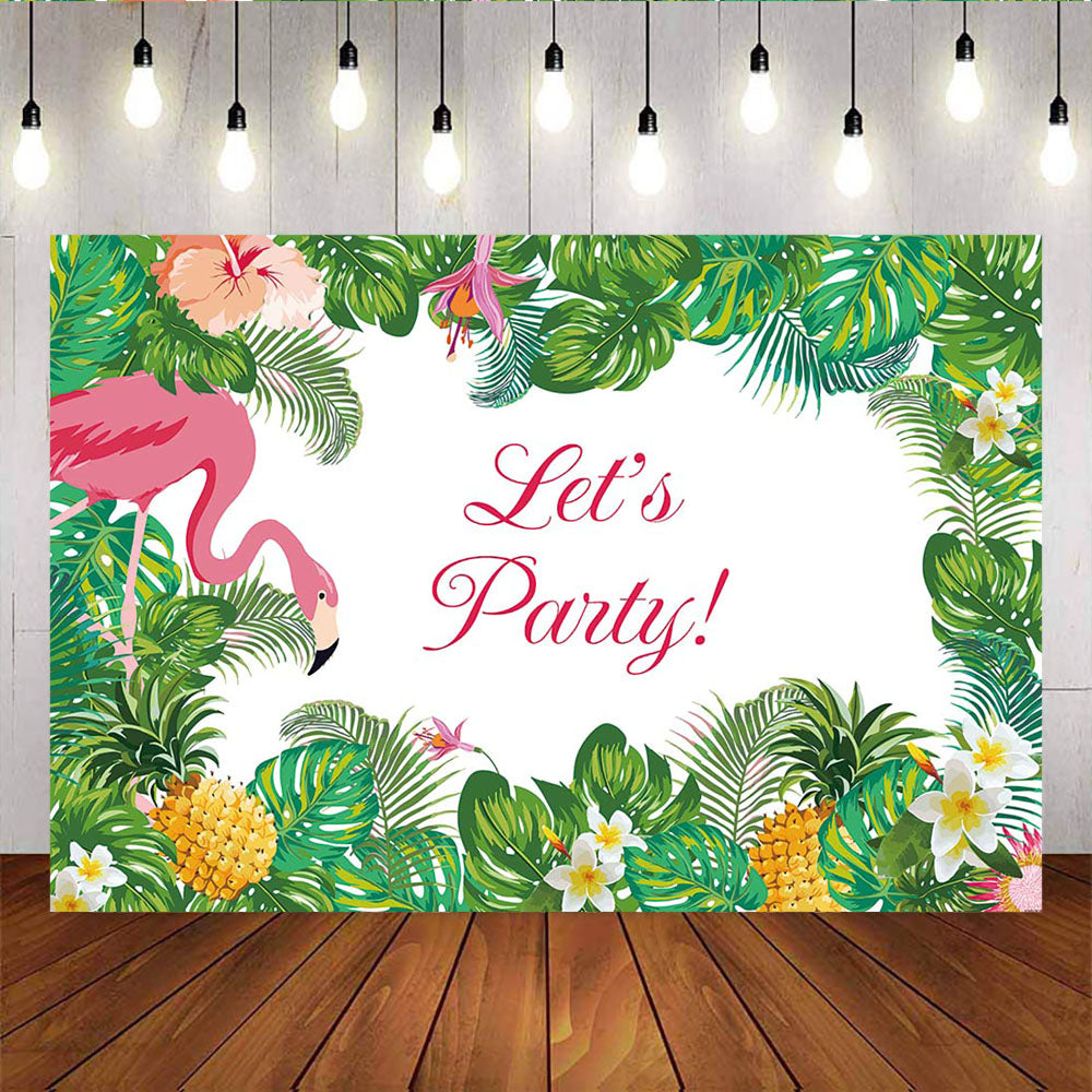 Mocsicka Flamingo Theme Birthday Party Decor Tropical Palms Tree Back Drops-Mocsicka Party