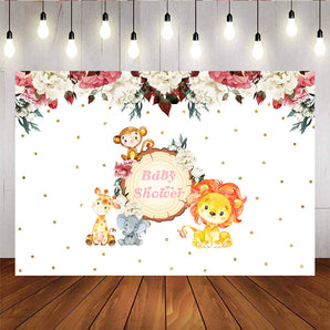 Mocsicka Wild Animals Golden Dots Woodland Baby Shower Photo Backdrops-Mocsicka Party