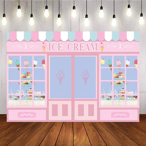 Mocsicka Ice Cream Dessert House Baby Shower Backdrops Custom Background