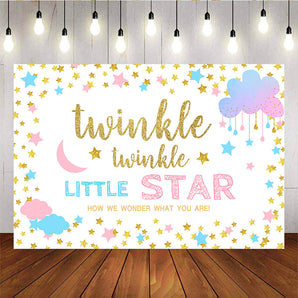 Mocsicka Twinkle Little Stars Baby Shower Backdrop Custom Newborn Back Drops
