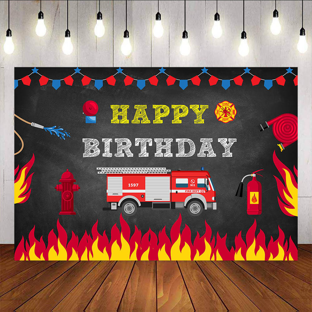 Mocsicka Fire Truck Theme Birthday Backdrop Traffic Custom Newborn Back Drops