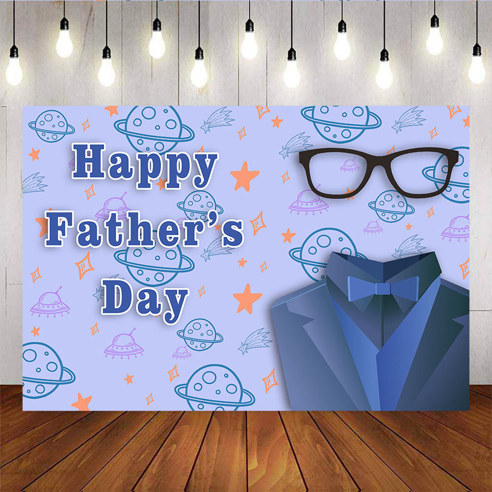 Mocsicka Planet and Men's Suit Background Happy Father's Day Photo Backdrop-Mocsicka Party