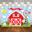 Mocsicka Farm Theme Birthday Backdrop Red House and Cute Animals Photo Prop