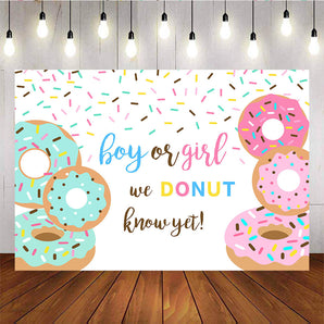 Mocsicka Boy or Girl Gender Reveal Backdrop Donut Theme Baby Shower Back Ground-Mocsicka Party