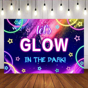Mocsicka Let's Glow in the Dark Backdrop Rock Shiny Dark Stars Purple Blue Aura Back Drop-Mocsicka Party