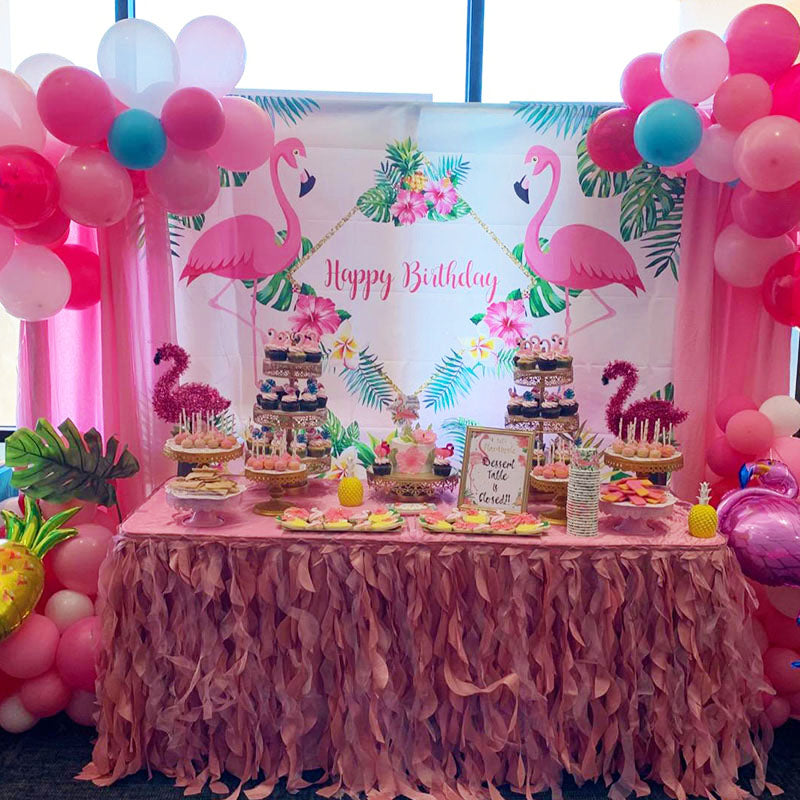 Mocsicka Pink Flamingo Birthday Party Back Drop Personalized Newborn Background-Mocsicka Party
