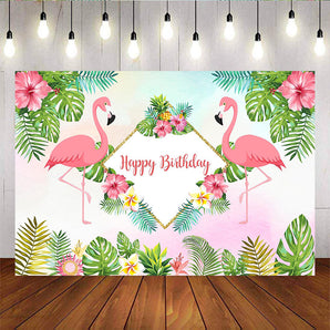 Mocsicka Pink Flamingo Birthday Party Back Drop Personalized Newborn Background