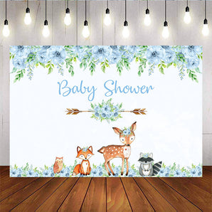 Mocsicka Wild Animals Baby Shower Backdrop Blue Flowers Birthday Party Props