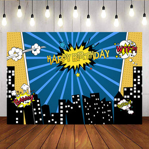 Mocsicka Building Happy Birthday Backdrop City Night Buildings Background-Mocsicka Party