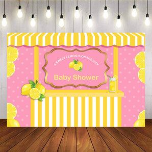 Mocsicka Sweet Lemon Shop Backdrop Custom Baby Shower Backdrops-Mocsicka Party