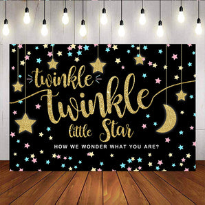 Mocsicka Twinkle Little Stars Baby Shower Backdrop Golden Moon Shining Background-Mocsicka Party