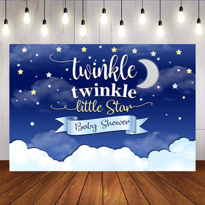 Mocsicka Blue Sky Bright Moon Photo Backdrop Twinkle Stars Baby Shower Back Ground-Mocsicka Party