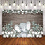 Mocsicka Elephant Baby Shower Backdrop Wooden and White Flowers Photo Back Drop