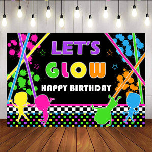 Mocsicka Let's Glow in the Dark Backdrop Splatter Paint Dance Parties Decor Prop-Mocsicka Party