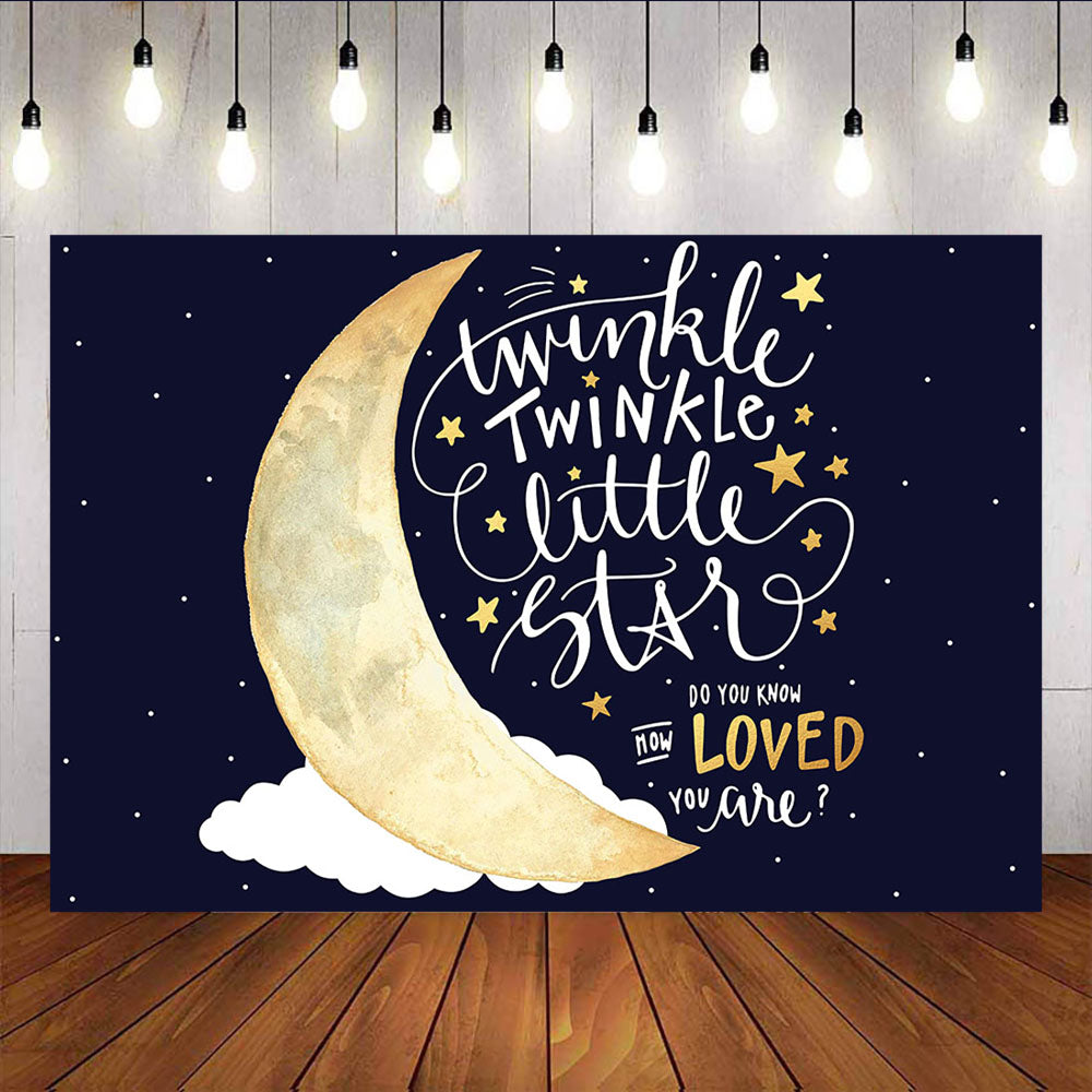 Mocsicka Bright Moon Clouds Back Ground Twinkle Little Stars Baby Shower Backdrop-Mocsicka Party