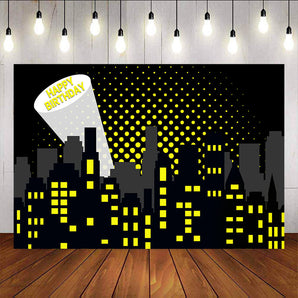 Mocsicka City Night Building Birthday Background Building Theme Party Prop-Mocsicka Party