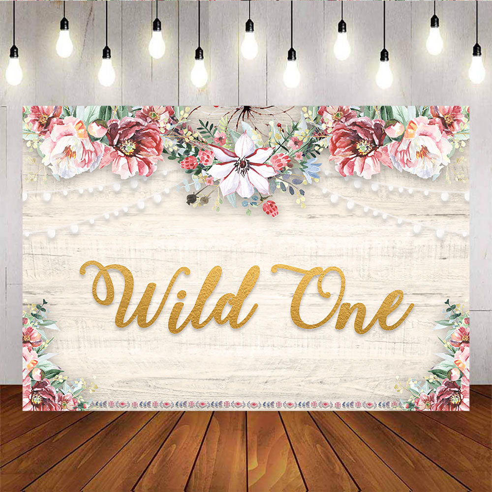 Mocsicka Wild One Spring Floral and Wooden Floor Birthday Party Props-Mocsicka Party