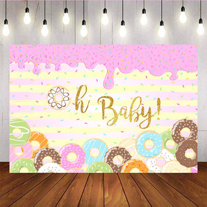 Mocsicka Oh Baby Stripes Background Donut Happy Birthday Party Props-Mocsicka Party