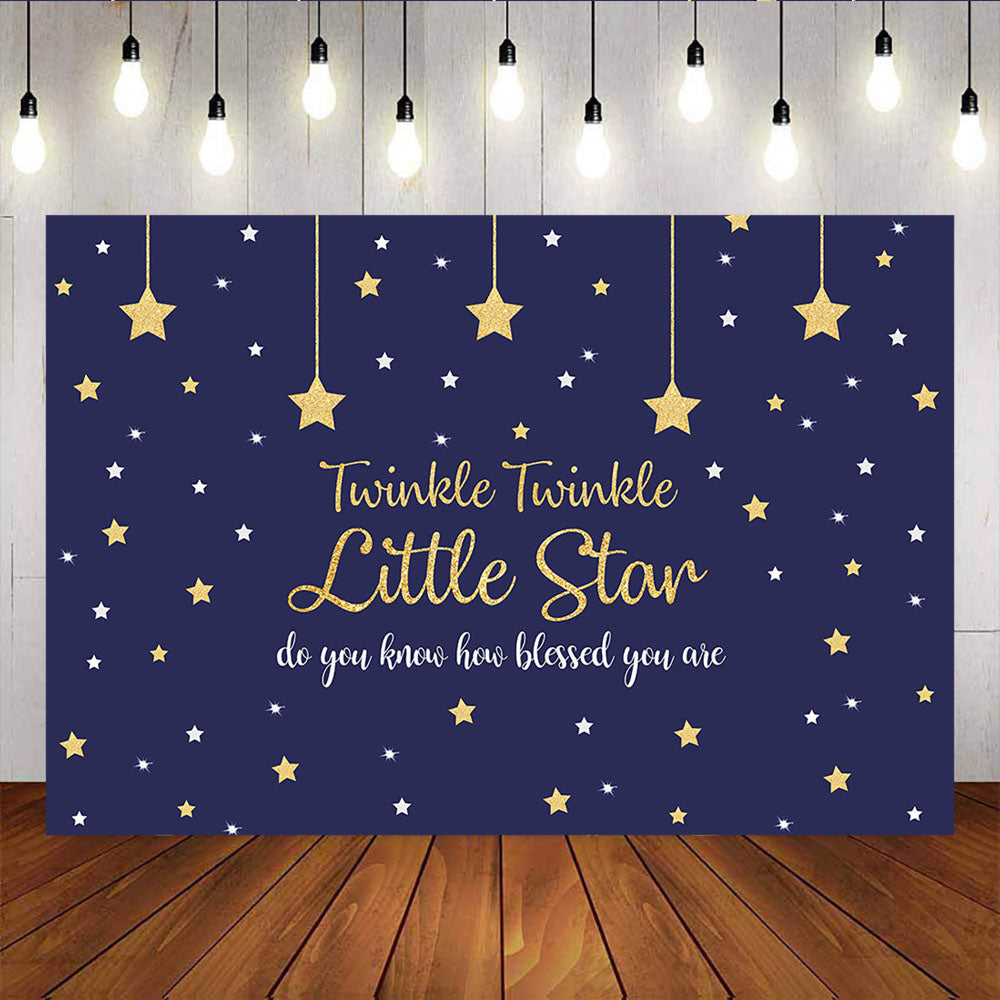 Mocsicka Blue Twinkle Little Stars Backdrop Baby Shower Party Decoration-Mocsicka Party