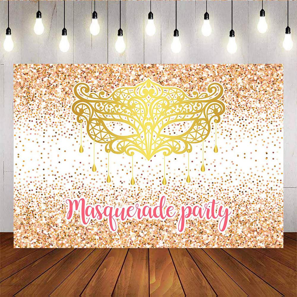 Mocsicka Gold Mask Photo Backdrop Masquerade Sparkle Lady Party Decoration Prop-Mocsicka Party