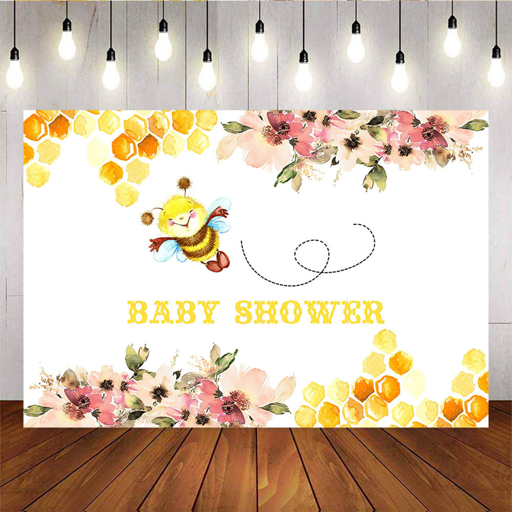 Mocsicka Spring Folral Photo Banners Sweet Honey Bee Baby Shower Back Drops-Mocsicka Party