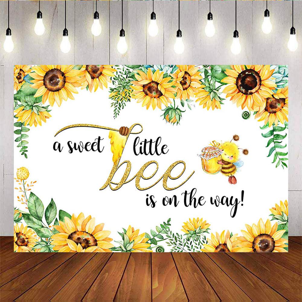 Mocsicka A Sweet Little Bee is on the Way Baby Shower Backdrop Sunflowers photo Back Ground-Mocsicka Party
