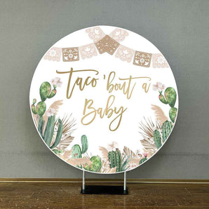 Mocsicka Taco Bout Baby Cactus Baby Shower Round Cover-Mocsicka Party