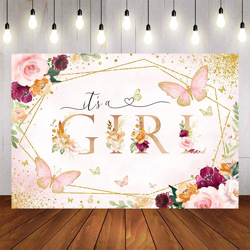 Mocsicka It¡¯s a Girl Baby Shower Backdrop-Mocsicka Party